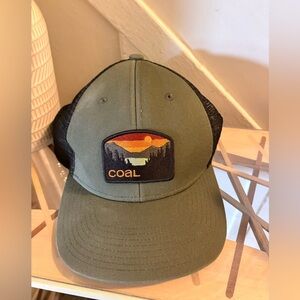 Coal Men's Olive Green Trucker Hat with Mountain Patch